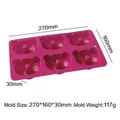 Professional silicone 6-cavity bear shaped donut mold for DIY baking, fuchsia color - Bear Donut Style (J-254) / Pink
