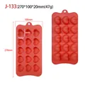 15-cavity heart-shaped silicone chocolate mold for DIY baking and candy making. - Heart Shape (J-133) / Pink