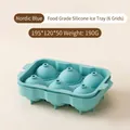 Nordic blue 6-well food-grade silicone ice ball mold for large spherical whiskey cubes - 6 Grids Box / Blue