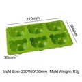 Green 6-cavity bear-shaped silicone donut mold for DIY baking, size 270x160x30mm - Bear Donut Style (J-254) / Green
