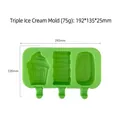 Silicone triple ice cream mold with cupcake and oval shapes green finish - 192x135mm - Triple Ice Cream Cone (J-122) / Mold With Lid / Random Color