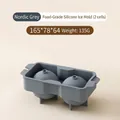 Nordic grey 2-grid food-grade silicone ice ball mold for spherical whisky ice balls - 2 Grids / Gray