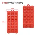 Red 15-cavity rectangular silicone mold for DIY chocolate candy and baking tools - Diamond J-136 / Pink