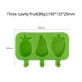 Green 3-cavity silicone popsicle mold with fruit shapes like pineapple and strawberry - Triple Fruit (J-129) / Mold With Lid / Random Color