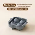 4-cavity food-grade silicone ice ball mold in Nordic grey for whiskey drinks - 4 Grids / Gray