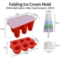 Collapsible 6-cell silicone popsicle mold with lid and detailed size measurements - Star Style (J-290) / Red