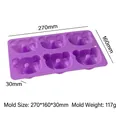 Purple bear-shaped 6-cavity silicone mold for baking, size 270x160x30mm, 117g weight - Bear Donut Style (J-254) / Purple