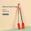 Large 380mm red silicone and stainless steel food tongs for heat-resistant grilling - Large (380mm)