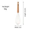 Silicone egg whisk from beech wood kitchen tool set, 31.2cm professional manual beater - Whisk