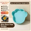 Blue bear paw shaped silicone air fryer liner, 215x185mm heat-resistant baking tray. - Bear Paw Style / Blue