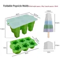 6-cavity foldable silicone popsicle mold with detailed dimensions and capacity info - Star Style (J-290) / Green