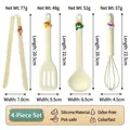 Set de 4 ustensiles de cuisine en silicone crème avec dimensions et poids précis - Jaune Crème Cartoon Deluxe Ensemble de 4 Pièces (Forme de Castor)