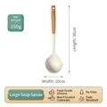 Large silicone soup ladle with natural beech wood handle, product measurements 36x10cm - Large Soup Ladle