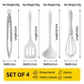 Juego de 4 utensilias de cocina de silicona blanca con espátula y batidor de mano - Blanco Regular Mini Juego / Set de 4 piezas