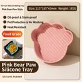 Durable heat-resistant pink paw-shaped silicone baking tray for air fryers and ovens - Bear Paw Style / Pink