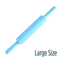 Blue silicone rolling pin with ergonomic PP handles for professional baking dough - L / Sky Blue