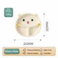 Cute bear-shaped silicone divided baby plate with dimensions and weight info - Cartoon Cat Plate / 145g (202x183mm) / Beige
