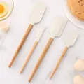 Set of 4 cream white heat-resistant silicone spatulas with natural beech wood handles - Beech Handle - 4-Piece Spatula Set / Four-Piece Set