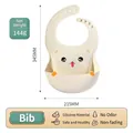 Cute cat-patterned silicone baby bib with food catcher pocket in cream white - Cartoon Cat Bib / 144g (345x215mm) / Beige