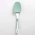 Single mint green heat-resistant silicone cream spatula with ergonomic white handle - Broad Scraper / Nordic Green
