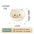 Cute cat-shaped food grade silicone baby feeding bowl with 125mm diameter - Cartoon Cat Bowl / 125g (125x50mm) / Beige