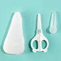 Portable white baby food scissors set featuring cute bear-shaped handles and case - Bear Food Scissors / Off White