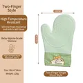 Guanto da forno in silicone resistente al calore, design a due dita, 28x18 cm, verde - Stile Shiba Inu / Pezzo Singolo / Verde