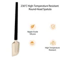 Cream white food-grade silicone spatula with heat resistance up to 230 degrees - Oak Black Handle - Large Round Head