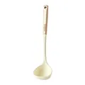 Cream white silicone soup ladle with ergonomic pink handle for non-stick cookware - Silicone Soup Spoon / Rice Pink