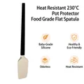 Professional food grade heat resistant silicone spatula in cream white and black - Oak Black Handle - Large Flat Head