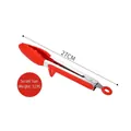 9-inch red heat-resistant silicone food tongs with stainless steel handle, 27cm length - Small Food Tong (With Stand) / 9 Inches / Red