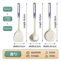 Cream silicone kitchen utensil set with purple handles, variant view with dimensions. - Spatula / Violet