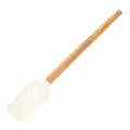 Food-grade milky white silicone spatula with a durable beech wood handle for baking cakes - Beech Handle - Large Flat Head