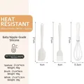 White 3-piece heat resistant silicone baking tool set with spatula whisk and brush specs - Spatula + Oil Brush + Whisk / Three-Piece Set / Cream