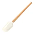 Milky white food-grade silicone spatula with durable beech wood handle for baking. - Beech Handle - Large Round Head