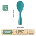 Non-stick standing silicone rice spoon in cyan color with dimensions and weight specifications - Cyan