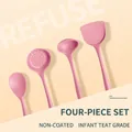 Heat resistant 4-piece pink food grade silicone kitchen utensil set for non-stick cookware - Four-Piece Set / Pink