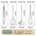 4-piece white silicone kitchen utensil set with tongs, spatula, ladle, and whisk - White Regular Mini Set / Four-Piece Set