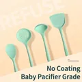 4-piece mint green food-grade silicone cooking utensil set with spatula and soup ladle - Four-Piece Set / Light Green