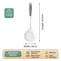 Professional food-grade silicone slotted spoon with white head and grey ergonomic handle - Translucent Grey White Skimmer