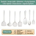 7-piece heat resistant food grade white silicone kitchen utensil set for non-stick cookware - 7-Piece Set / Off White