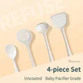 White heat-resistant 4-piece silicone kitchen utensil set including spatula and ladle - Four-Piece Set / Off White