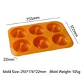 Food-grade orange silicone donut mold with 6 cavities for DIY baking and cake making - Round Donut Style (J-140) / Orange