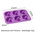 Professional purple 6-cavity silicone donut mold for DIY oven baking and cake decoration - Round Donut Style (J-140) / Purple