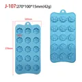 Blue 15-cavity flower shape silicone chocolate candy mold with specific size measurements - Plumeria J-107 / Pink
