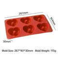 6-cavity heart-shaped red silicone donut and cake mold for DIY oven baking tools - Heart Donut Style (J-251) / Red