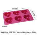 Durable pink silicone 6-cavity heart-shaped donut baking mold for DIY cakes and oven - Heart Donut Style (J-251) / Pink