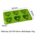 Green 6-cavity heart-shaped silicone mold for baking donuts, 267x161x30mm - Heart Donut Style (J-251) / Green