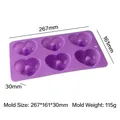 Durable purple 6-cavity heart shaped silicone baking mold for cakes and DIY donuts - Heart Donut Style (J-251) / Purple