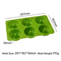 Green 6-cavity silicone donut mold for DIY oven baking with size and weight info - Round Star Base Style (J-252) / Green